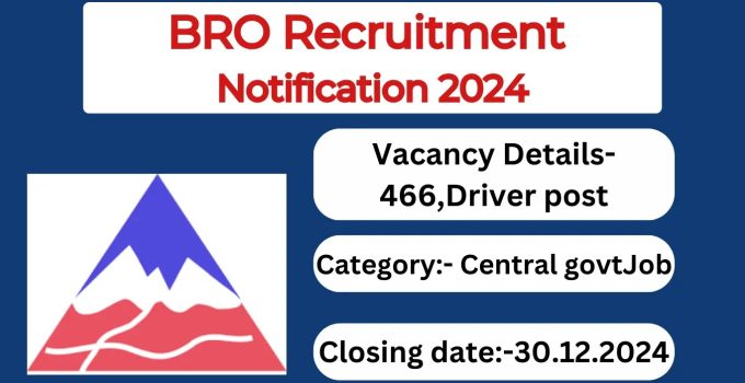 BRO Recruitment Notification 2024- Driver Posts