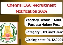 Chennai OSC Recruitment Notification 2024- Multi Purpose Helper Posts