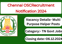 Chennai OSCRecruitment Notification 2024- Multi Purpose Helper Posts