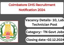 Coimbatore DHS Recruitment Notification 2024- Lab Technician Posts