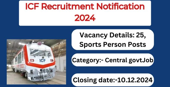 ICF Recruitment Notification 2024- Sports Person Posts