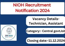 NIOH Recruitment Notification 2024- Technician Posts