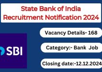 State Bank of India Recruitment Notification 2024- 168 Posts