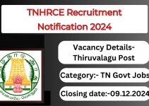 TNHRCE Recruitment Notification 2024- Thiruvalagu Posts